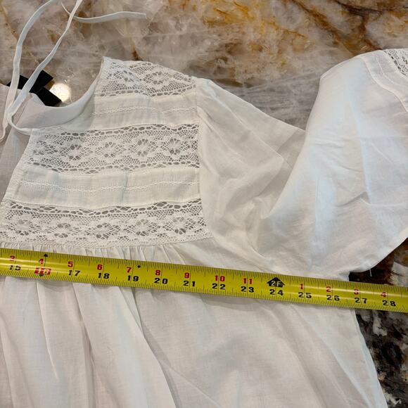 Lane Bryant 18/20 Poet Shirt White Lace Inset Coquette Boho Cottage Renaissance - Picture 7 of 10
